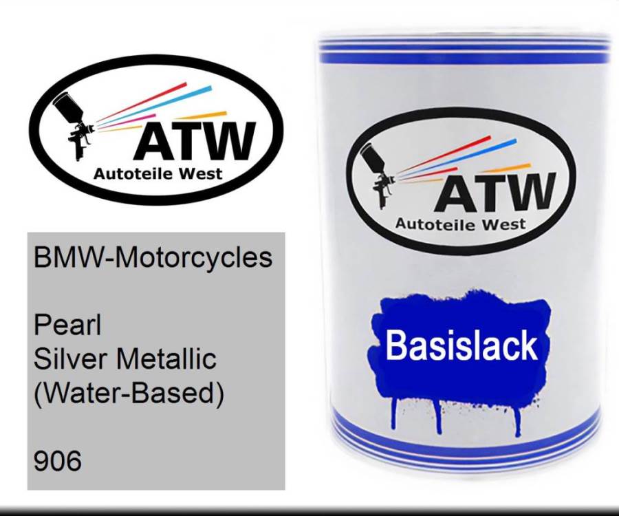 BMW-Motorcycles, Pearl Silver Metallic (Water-Based), 906: 500ml Lackdose, von ATW Autoteile West.